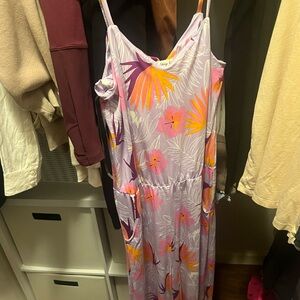 Floral Long Jumper with Spaghetti Straps